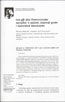 Gfp gene as a fluorescence tool in gene expression analysis and biosensors construction