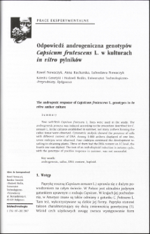 Odpowiedź androgeniczna genotypów Capsicum frutescens L. w kulturach in vitro pylników