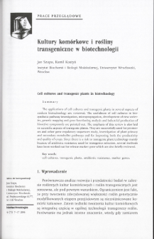 Kultury komórkowe i rośliny transgeniczne w biotechnologii