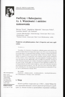 Porphyrins and phthalocyanines. Part I. Properties and some applications