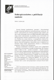 Biobezpieczeństwo a publikacje naukowe
