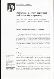 Molecular basics of plant response to low temperature