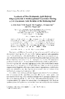 Synthesis of Two Hyaluronic-Acid-Related Oligosaccharide 4-Methoxyphenyl Glycosides Having a &beta;-D-Glucuronic Acid Residue at the Reducing End