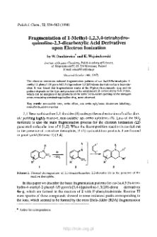 Fragmentation of 1-methyl-1,2,3,4-tetrahydroquinoline-2,3-dicarboxylic acid derivatives upon electron ionization