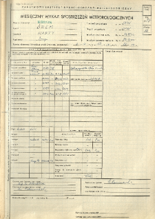 Miesięczny wykaz spostrzeżeń meteorologicznych. Grudzień 1957