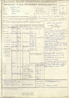 Miesięczny wykaz spostrzeżeń meteorologicznych. Marzec 1970