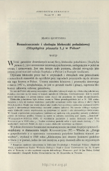 Rozmieszczenie i ekologia kłokoczki południowej (Staphylea pinnata L.) w Polsce