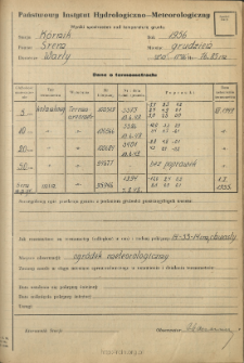 Wyniki pomiarów temperatury gruntu. Grudzień 1956