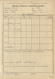 Wyniki pomiarów temperatury gruntu. Marzec 1982