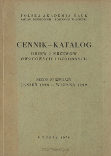 Cennik - katalog drzew i krzewów owocowych i ozdobnych : Sezon sprzedaży jesień 1958 - wiosna 1959