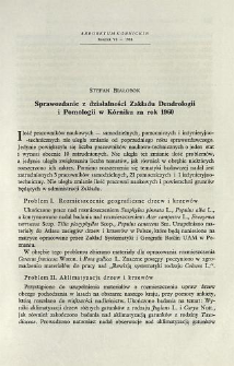 Report on the activity of the Institute of Dendrology and Pomology in Kórnik for the year 1960