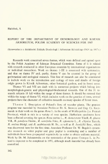 Report of the Department of Dendrology and Kórnik Arboretum, Polish Academy of Sciences for 1967