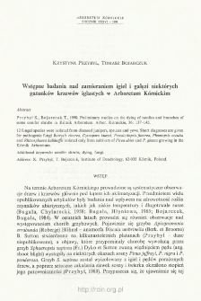 Preliminary studies on the dying of needles and branches of some conifer shrubs in Kórnik Arboretum