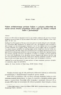 Effect of phosphorus level in the nutrient medium on the growth of various progenies and provenances of Norway spruce (Picea abies (L.) Karst.) seedlings