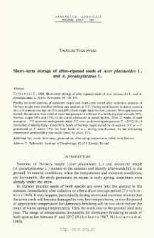 Short-term storage of after-ripened seeds of Acer platanoides L. and A. pseudoplatanus L.