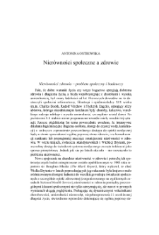 Nier&oacute;wności społeczne a zdrowie