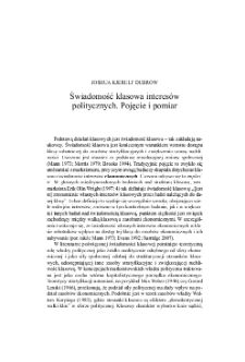 Świadomość klasowa interes&oacute;w politycznych. Pojęcie i pomiar