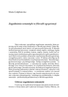 Zagadnienia semantyki w flozofi i egzystencji