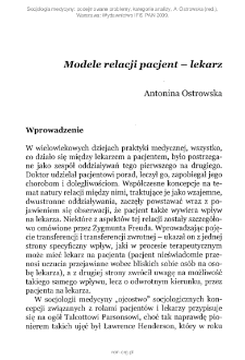 Modele relacji pacjent &mdash; lekarz