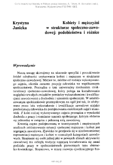 Kobiety i mężczyźni w strukturze społeczno-zawodowej: podobieństwa i r&oacute;żnice