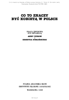 Co to znaczy być kobietą w Polsce. Spis treści