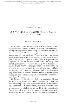 O swoistości fenomenologicznej Auslegung