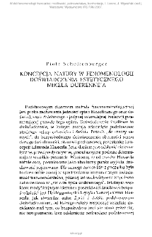 Koncepcja Natury w fenomenologii doświadczenia estetycznego Mikela Dufrenne`a