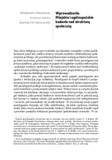 Wprowadzenie. Miejskie i ogólnopolskie badania nad strukturą społeczną