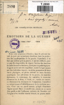 Les cons&eacute;quences mentales des &eacute;motions de la guerre