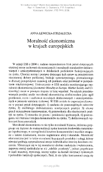 Moralność ekonomiczna w krajach europejskich