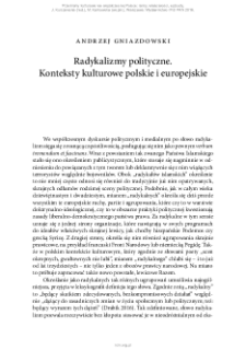 Radykalizmy polityczne. Konteksty kulturowe polskie i europejskie
