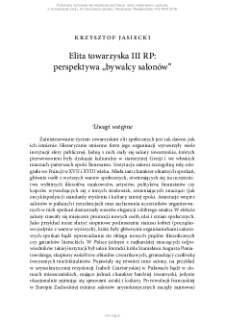 Elita towarzyska III RP: perspektywa &bdquo;bywalcy salon&oacute;w&rdquo;