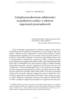 Umiędzynarodowienie solidarności na podstawie analizy w&nbsp;sektorze organizacji pozarządowych