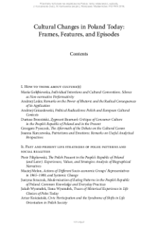 Cultural Changes in Poland Today: Frames, Features, and Episodes. Contents