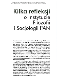 Kilka refleksji o Instytucie Filozofii i Socjologii PAN