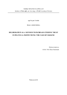 Deliberation as a method to increase citizens' trust in political institutions: the case of Ukraine