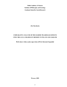 Comparative analysis of the Hasidic pilgrimage effects upon the local frames of memory in Poland and Ukraine