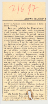 Tow.[arzystwo] przyrodnik&oacute;w im. Kopernika - notatka o wygłoszeniu przez K. Twardowskiego odczytu "Indukcja w metafizyce" w Towarzystwie Przyrodnik&oacute;w im. Kopernika 1 czerwca 1897 r. k. 1 : "Słowo Polskie"/Lw&oacute;w/ nr 27 z 2 czerwca 1897 r., s. 2.