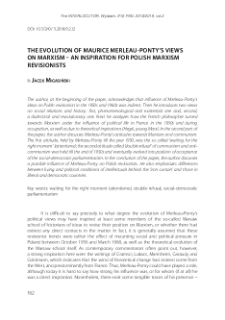 The evolution of Maurice Merleau-Ponty&rsquo;s views on marxism &ndash; an inspiration for polish marxism revisionists