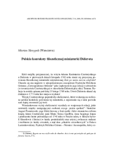 Polskie konteksty filozoficznej miniaturki Diderota [Denis Diderot, Żale po moim starym szlafroku albo rada dla tych, kt&oacute;rzy mają więcej smaku niż majątku]
