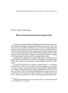 Platon tw&oacute;rcą klasycznej koncepcji prawdy