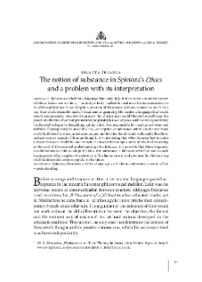 The notion of substance in Spinoza&rsquo;s Ethics and a problem with its interpretation