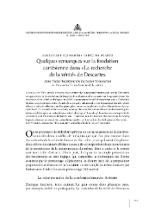 Quelques remarques sur la fondation cart&eacute;sienne dans &laquo;La recherche de la v&eacute;rit&eacute;&raquo; de Descartes