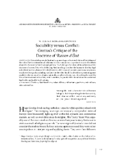 Sociability versus Conflict: Grotius&rsquo;s Critique of the Doctrine of "Raison d&rsquo;&Eacute;tat"