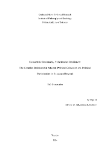 Democratic Resistance, Authoritarian Resilience: The Complex Relationship between Political Grievance and Political Participation in Russia and beyond