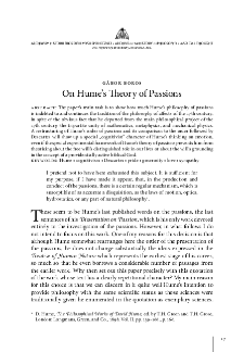On Hume&rsquo;s Theory of Passions