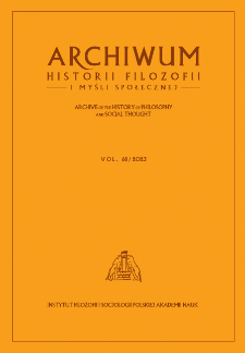 Archiwum Historii Filozofii i Myśli Społecznej. T. 68 (2023). Spis treści