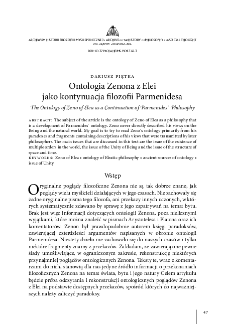 Ontologia Zenona z Elei jako kontynuacja filozofii Parmenidesa