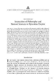 Interaction of Philosophy and Natural Sciences in Byzantine Empire