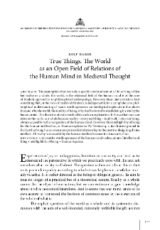 True Things. The World as an Open Field of Relations of the Human Mind in Medieval Thought